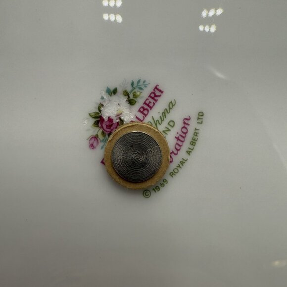 Royal Albert Celebration Bone China 1 Tier Cake Plate Tidbit Tray W/ Handle 10” - Picture 7 of 7